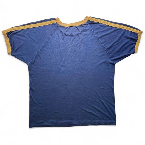 True Vintage 70s Champion NYAC New York Athletic Club TShirt XL Blue Bar Striped - Picture 7 of 9